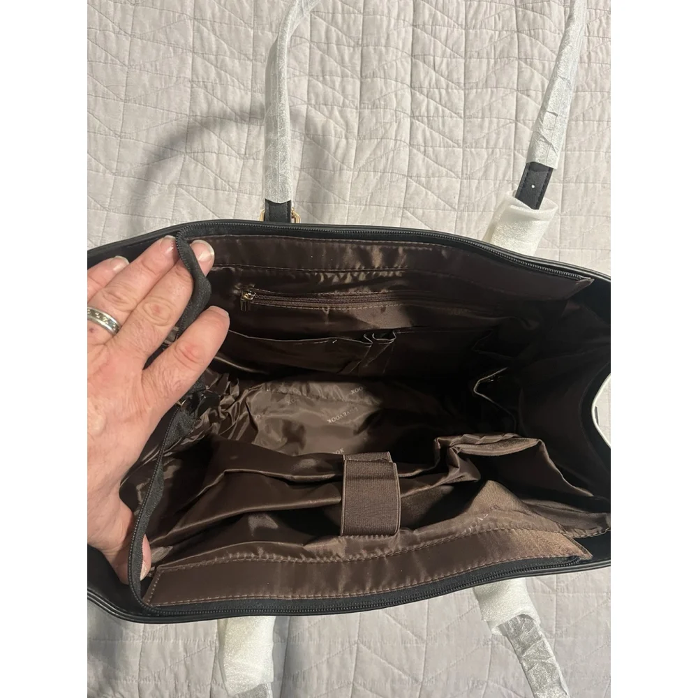 LOVEVOOK Laptop Bag Womens White Black Trim Strap